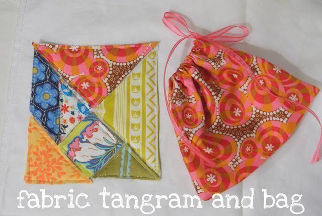 DIY Fabric Tangram with Drawstring Bag