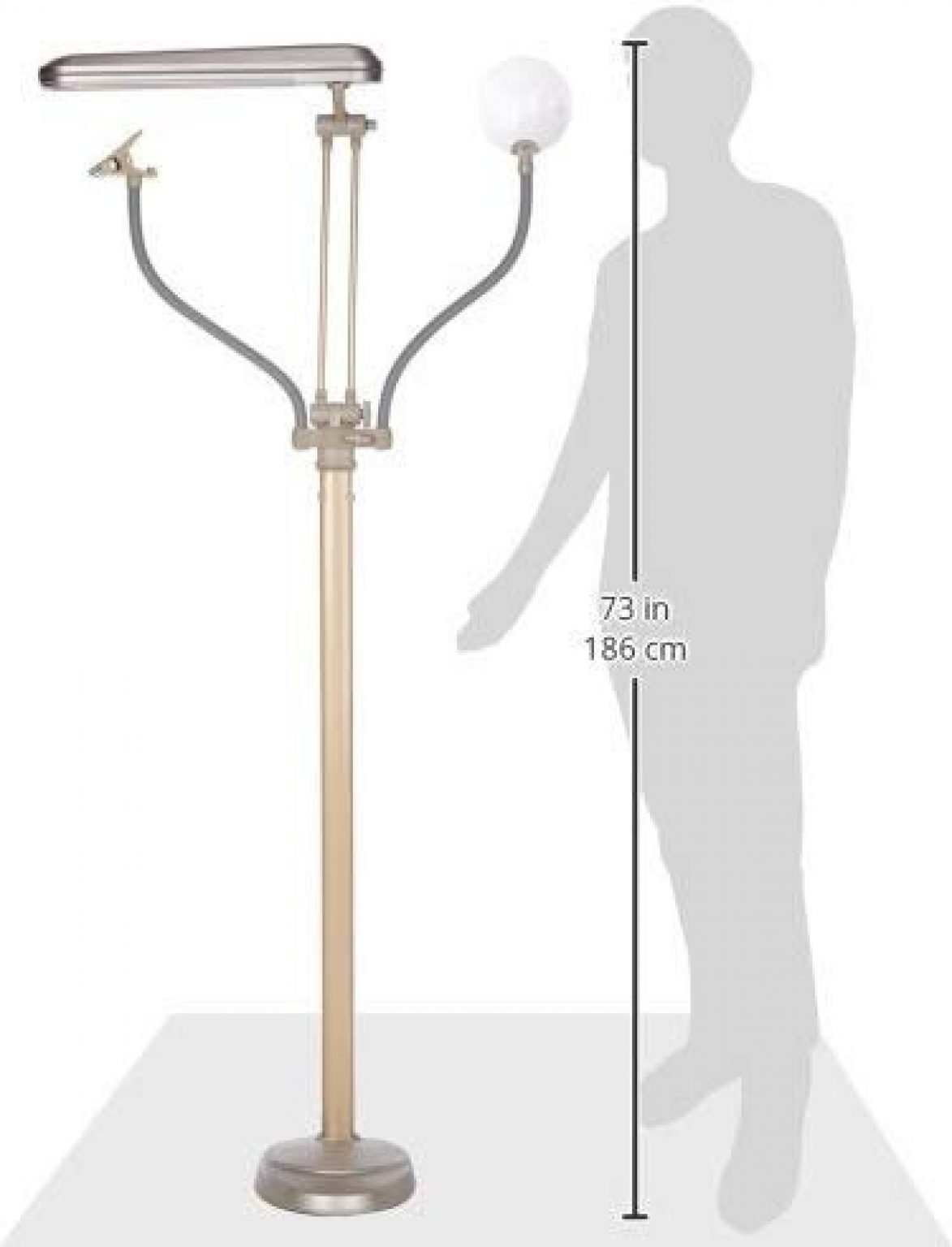 OttLite 3in1 AdjustableHeight Craft Floor Lamp with Magnifier and