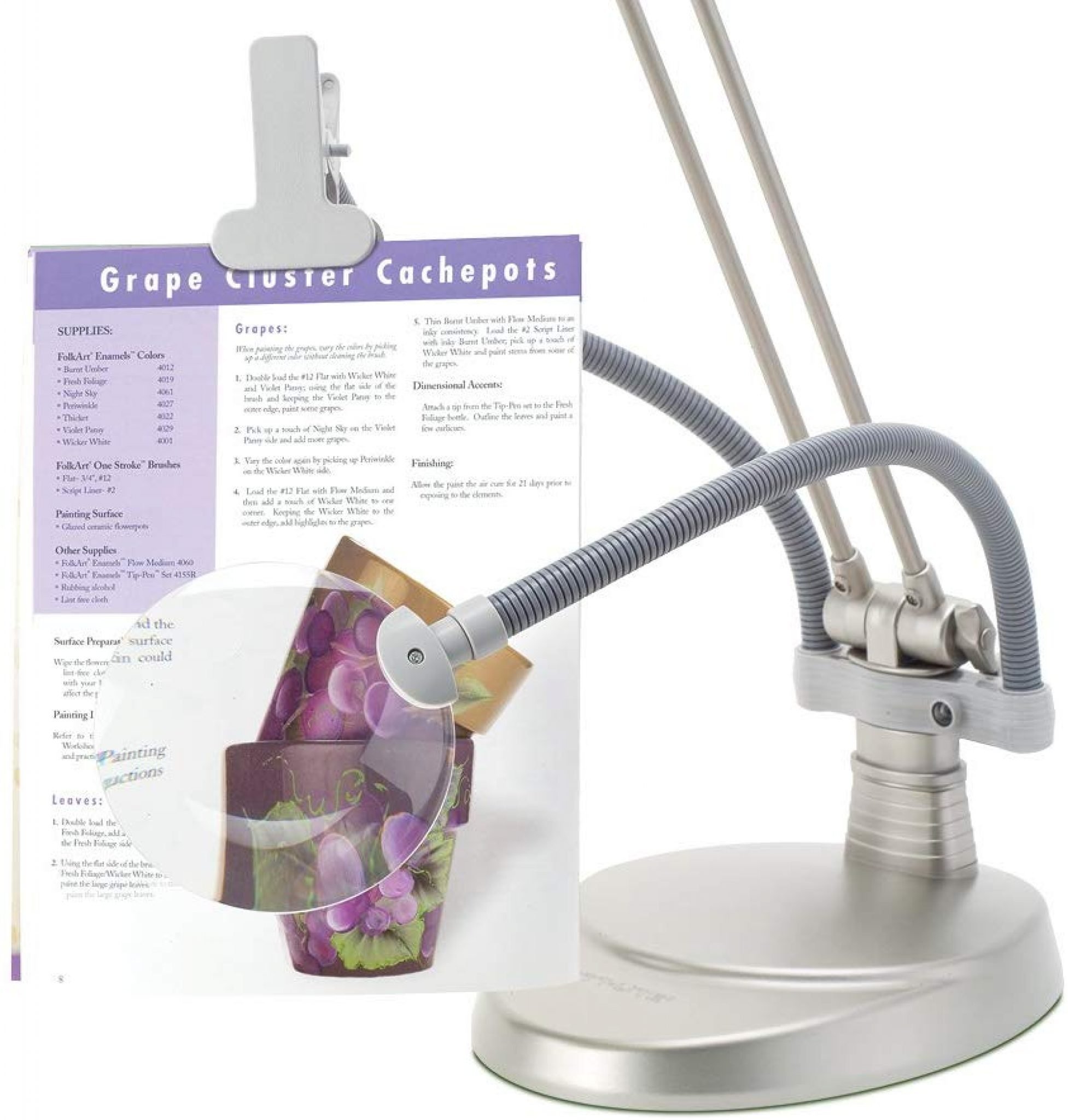 OttLite 3in1 AdjustableHeight Craft Floor Lamp with Magnifier and