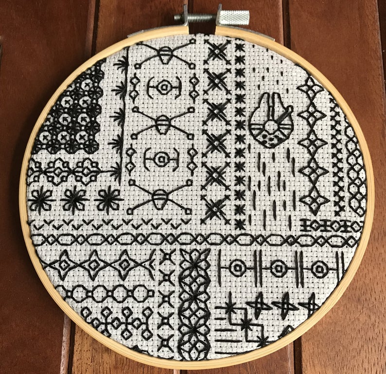 Star Wars Blackwork Embroidery Pattern