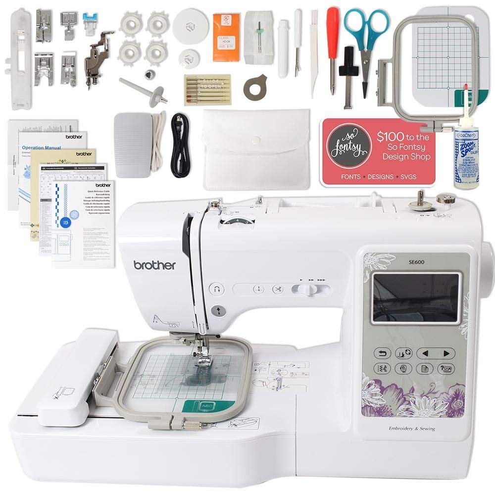 Brother SE600 Computerized Sewing and Embroidery Machine Bundle