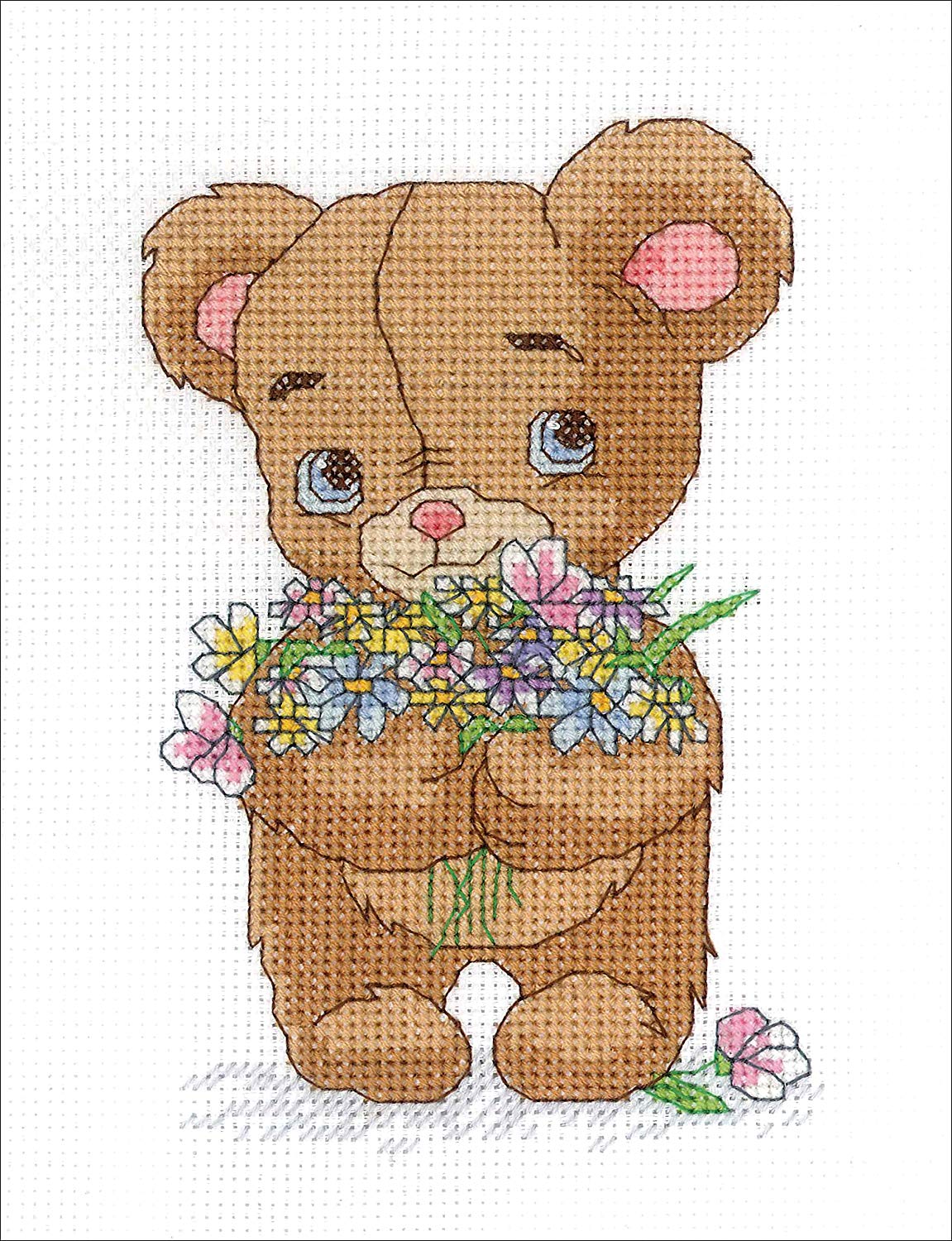 Janlynn Bear with Bouquet Cross Stitch Supplies