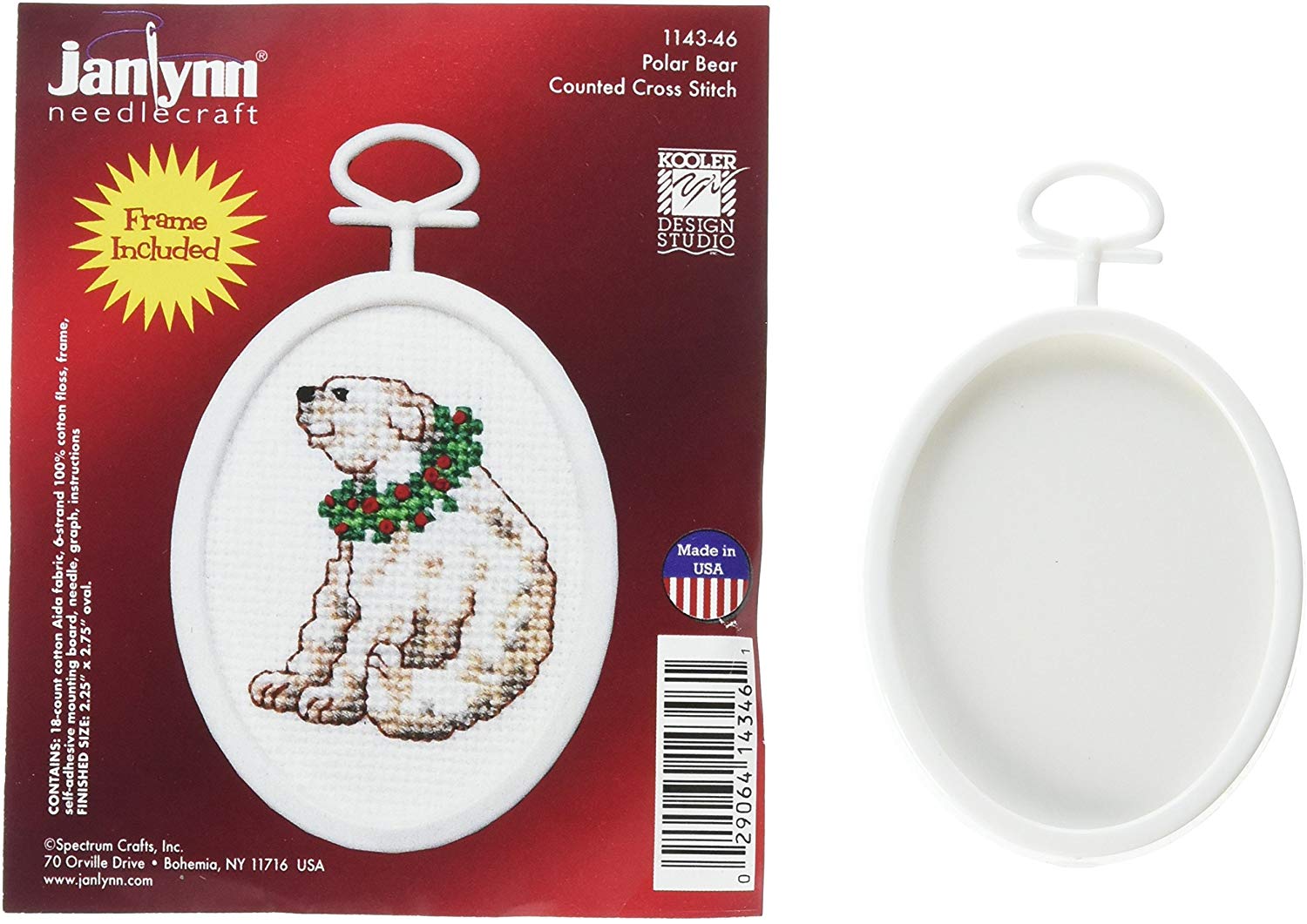 Janlynn Count Mini Counted Cross Stitch Oval Polar Bear - Sew Homegrown