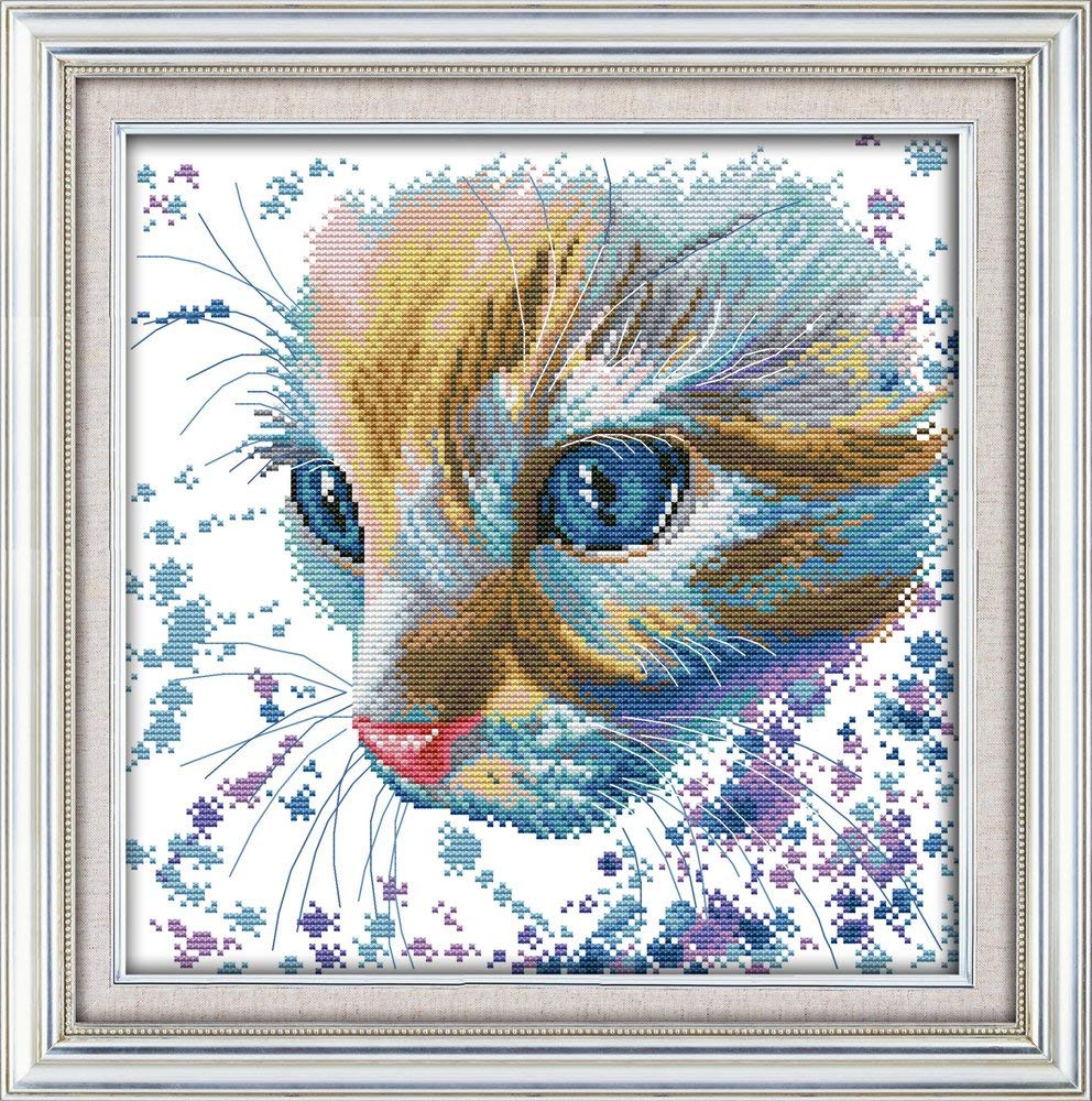 Maydear Cross Stitch Stamped Watercolor cat Kits