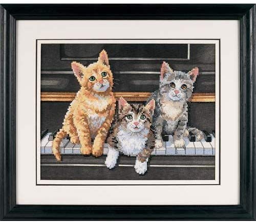 Meowsical Trio Stamped Cross Stitch Kit