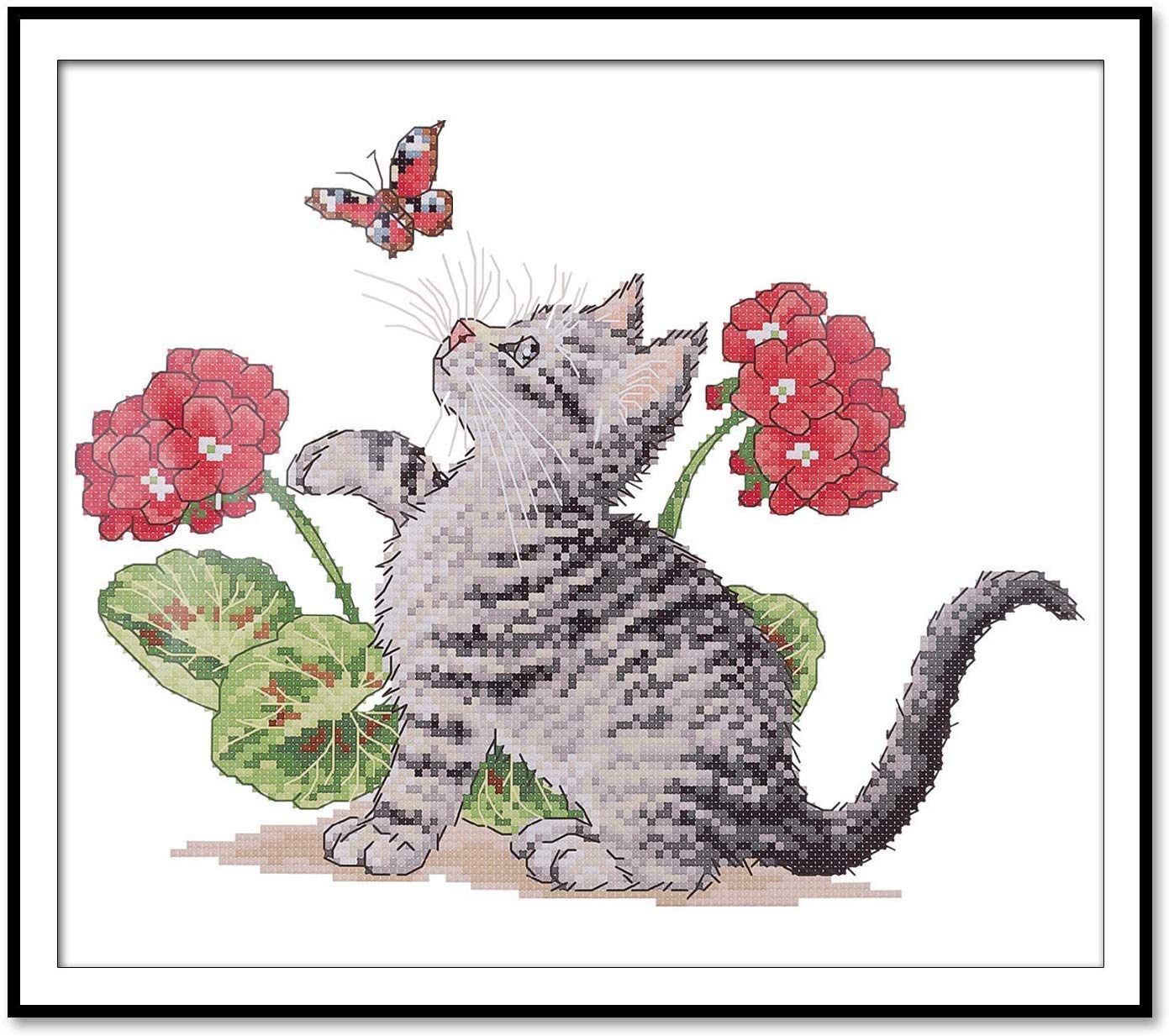 ITSTITCH Printed Cross Stitch Baby Cat Butterfly Kits