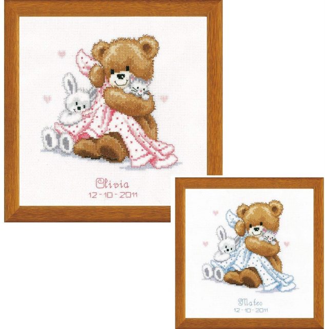 Vervaco Bear With Blanket On Aida Counted Cross Stitch Kit