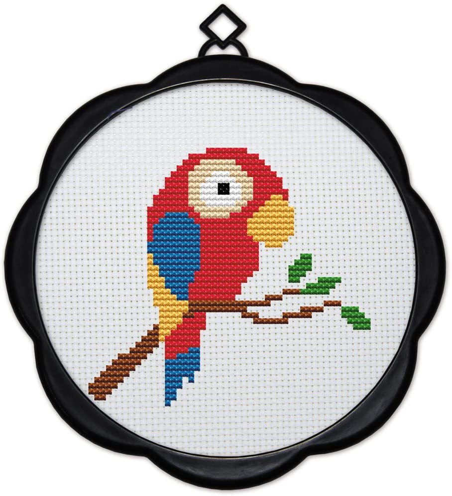 Maydear Full Range of Embroidery Starter Kits Stamped Cross Stitch Kits Beginners for DIY Embroidery (Multiple Pattern Designs) - A Little Parrot