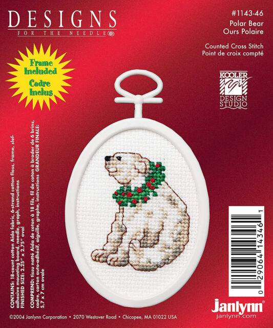 Janlynn Count Mini Counted Cross Stitch Oval Polar Bear