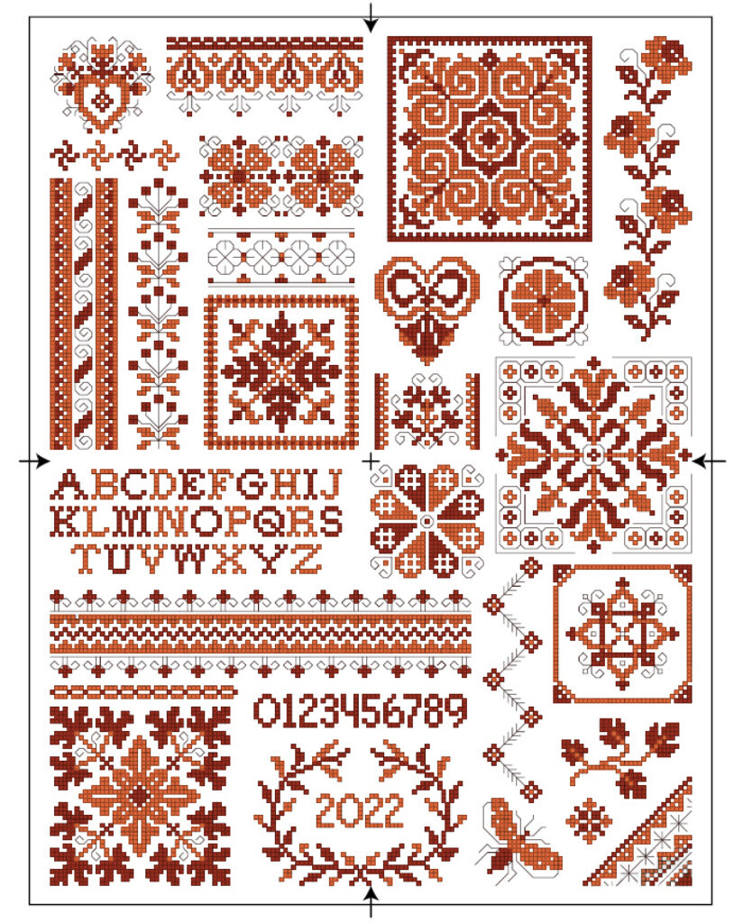 Red Quaker Cross Stitch Sampler