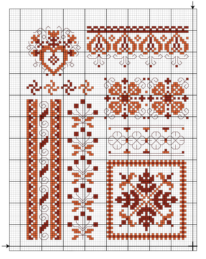 Red Quaker Cross Stitch Sampler: Upper Left Quadrant