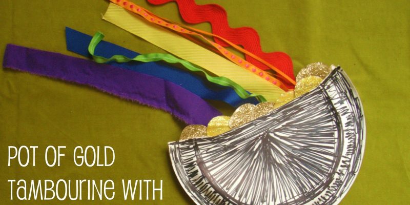 DIY Kid’s Craft: Pot of Gold Tambourine with Rainbow Streamers